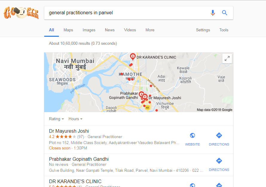 GPs in Panvel as given by Google