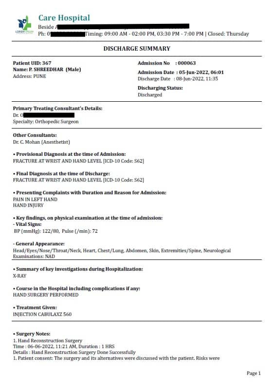 Discharge Summary Hospital Management System